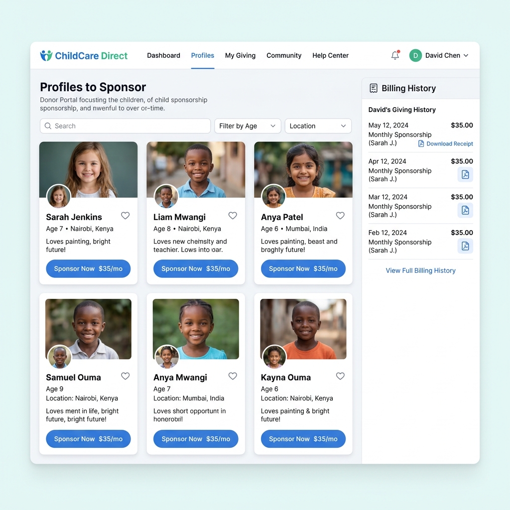 Donor Portal Sponsorship Grid